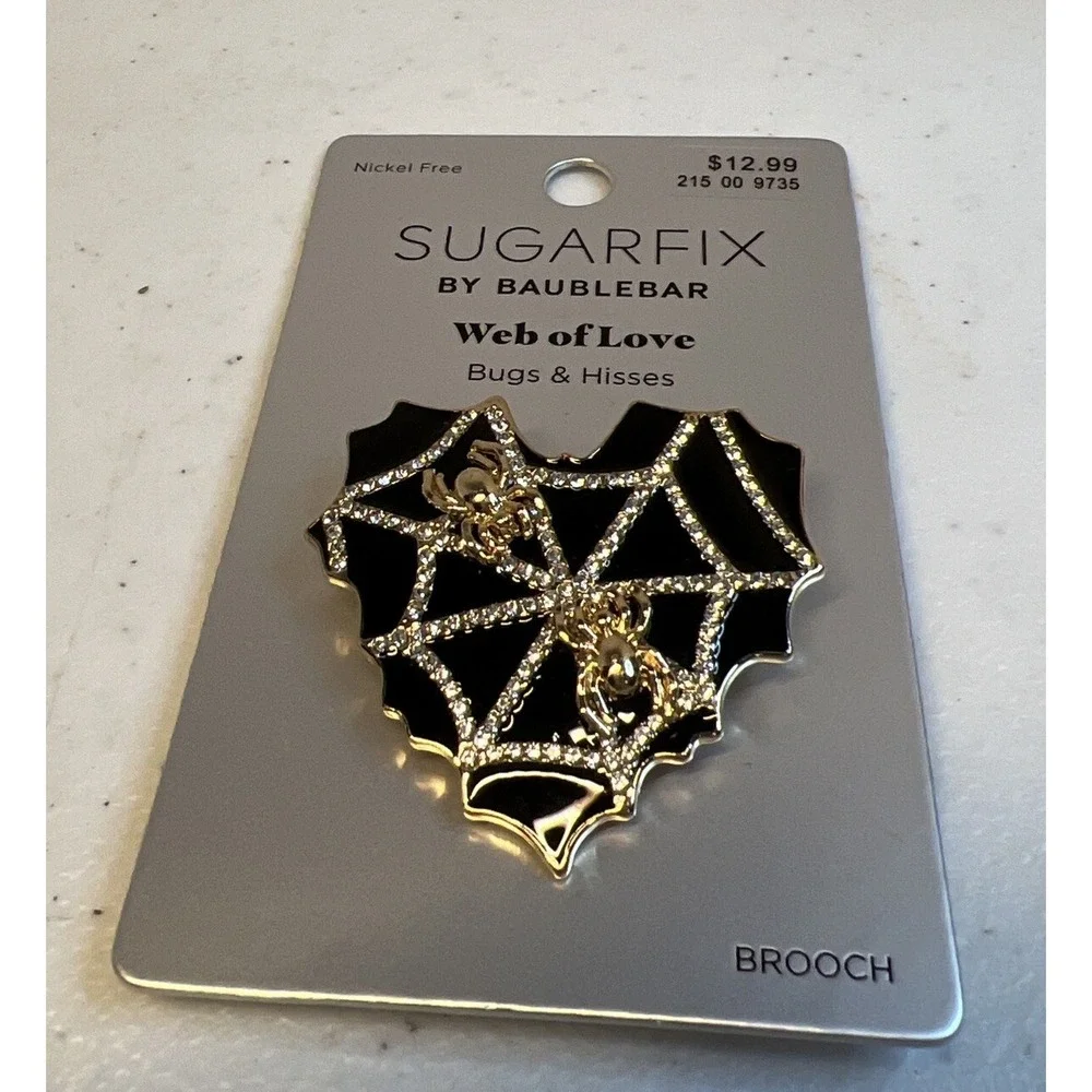 SUGARFIX by BaubleBar Web Of Love Pin Brooch Black Heart Halloween Jewelry